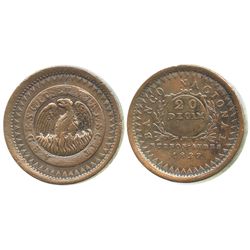 Buenos Aires, Argentina (National Bank), copper 20 decimos, 1827.