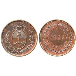 Buenos Aires, Argentina, copper 1 decimo, 1822.