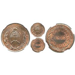 Buenos Aires, Argentina, copper 1 decimo, 1823, encapsulated NGC MS 65 RB, finest known graded by NG