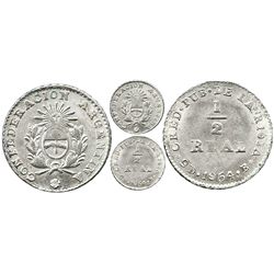 La Rioja, Argentina, 1/2 real, 1854B, legend as CRED. PUB. DE LA RIOJA.