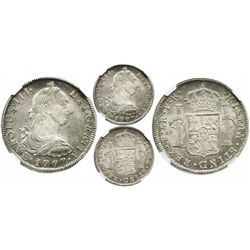 Potosi, Bolivia, bust 8 reales, Charles III, 1777PR, encapsulated NGC MS 62, finest known graded by