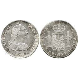 Potosi, Bolivia, bust 8 reales, Charles III, 1788PR.