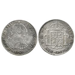 Potosi, Bolivia, bust 8 reales, Charles III, 1789PR.