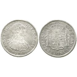 Potosi, Bolivia, bust 8 reales, Charles IV, 1793PR.