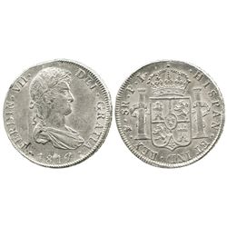 Potosi, Bolivia, bust 8 reales, Ferdinand VII, 1817PJ.