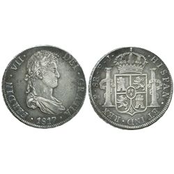 Potosi, Bolivia, bust 8 reales, Ferdinand VII, 1817PJ.