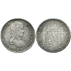 Potosi, Bolivia, bust 8 reales, Ferdinand VII, 1822PJ.