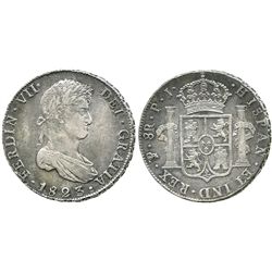 Potosi, Bolivia, bust 8 reales, Ferdinand VII, 1823PJ.