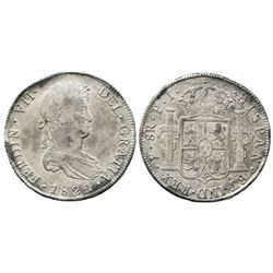 Potosi, Bolivia, bust 8 reales, Ferdinand VII, 1824PJ.