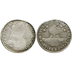 Potosi, Bolivia, 4 soles, 1830JL, medal alignment.
