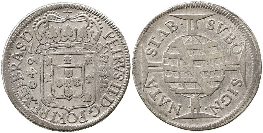 Brazil 640 Reis 1695 Large Crown brazil-640-reis-1695-large-crown