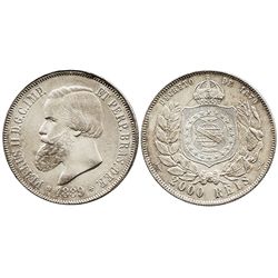 Brazil, 2000 reis, Pedro II, 1889.