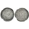 Image 1 : Santiago, Chile, bust 4 reales, 1813FJ (inverted J), encapsulated NGC AU 53, finest known graded by
