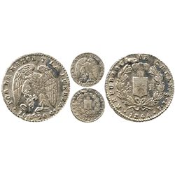 Santiago, Chile, 1/2 real, 1844IJ.