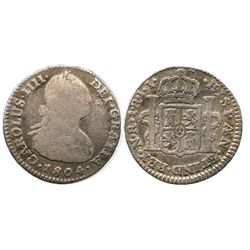 Bogota, Colombia, bust 1 real, Charles IV, 1804JJ.