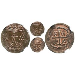 Santa Marta, Colombia, copper 1/4 real, Ferdinand VII, 1820, encapsulated NGC MS 63 BN, finest known