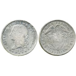 Medellin, Colombia, 1 peso, 1870/9.