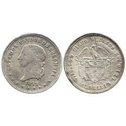 Medellin, Colombia, 5 decimos, 1872, ex-Lozano.