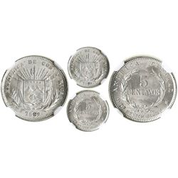 Costa Rica (struck in Birmingham, England), 5 centavos, 1892-HEATON-BIRMM, encapsulated NGC MS 65, t