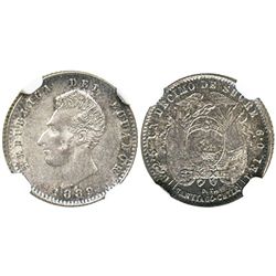 Ecuador (struck in Santiago, Chile), 1 decimo, 1889DT-SANTIAGO-CHILE, second 8 punched over a much h