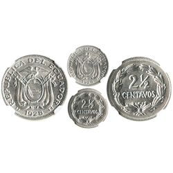 Ecuador, nickel 2-1/2 centavos, 1928, encapsulated NGC MS 66, finest known specimen graded by NGC.