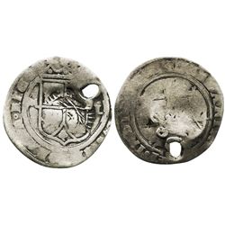 El Salvador, 1 real, arms countermark (Type V, 1868) on a Mexico City, Mexico, 1 real, Charles-Joann