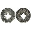 Image 1 : Guadeloupe (British occupation), 9 livres, crenelated square hole in center and crowned-G countermar