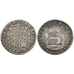 Guatemala, pillar 4 reales, Ferdinand VI, 1759P.