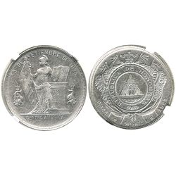 Honduras, 50 centavos, 1883, encapsulated NGC AU 50, finest (and only) known graded by NGC.