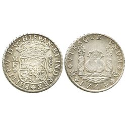 Mexico City, Mexico, pillar 8 reales, Philip V, 1744MF.