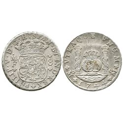 Mexico City, Mexico, pillar 8 reales, Philip V, 1744MF.