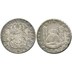 Mexico City, Mexico, pillar 8 reales, Philip V, 1747MF.