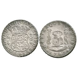 Mexico City, Mexico, pillar 8 reales, Ferdinand VI, 1747MF.