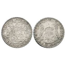 Mexico City, Mexico, pillar 8 reales, Ferdinand VI, 1757MM, with tiny chopmarks as from circulation