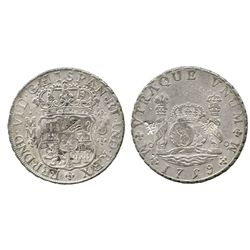 Mexico City, Mexico, pillar 8 reales, Ferdinand VI, 1759MM, with  chopmarks as from circulation in t