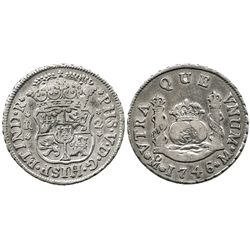 Mexico City, Mexico, pillar 2 reales, Philip V, 1746M.