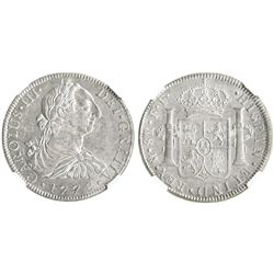 Mexico City, Mexico, bust 8 reales, Charles III, 1778FF, encapsulated NGC AU 55.