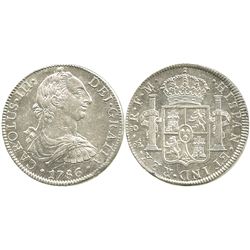 Mexico City, Mexico, bust 8 reales, Charles III, 1786FM.