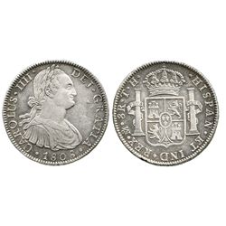 Mexico City, Mexico, bust 8 reales, Charles IV, 1808TH.