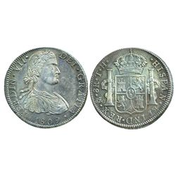 Mexico City, Mexico, bust 8 reales, Ferdinand VII transitional (armored bust), 1809TH.