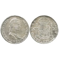 Guadalajara, Mexico, bust 8 reales, Ferdinand VII, 1821FS.