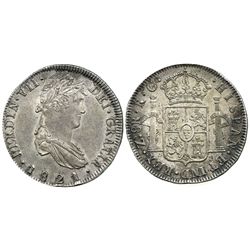 Zacatecas, Mexico, bust 8 reales, Ferdinand VII, 1821RG.