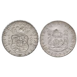 Lima, Peru, pillar 8 reales, Charles III, 1771JM, with one large chopmark as from circulation in the