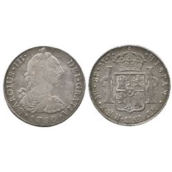 Lima, Peru, bust 8 reales, Charles III, 1780MI.