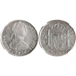 Lima, Peru, bust 8 reales, Ferdinand VII transitional ("imaginary bust"), 1810JP, encapsulated NGC A