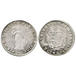 Lima, Peru, 8 reales, 1827JM.