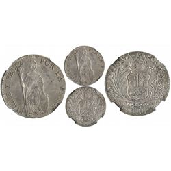 Pasco, Peru, 4 reales, 1855, "REPUB" variety, no assayer, encapsulated NGC AU 58, finest known speci