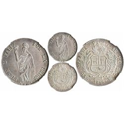 Pasco, Peru, 4 reales, 1855M, "REP" variety, encapsulated NGC AU 58, finest (and only) known specime