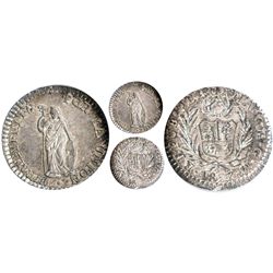Cuzco, Peru, 1/2 real, 1827GM, encapsulated NGC MS 64, finest known specimen graded by NGC.