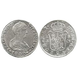 Seville, Spain, bust 8 reales, Ferdinand VII, 1809CN.